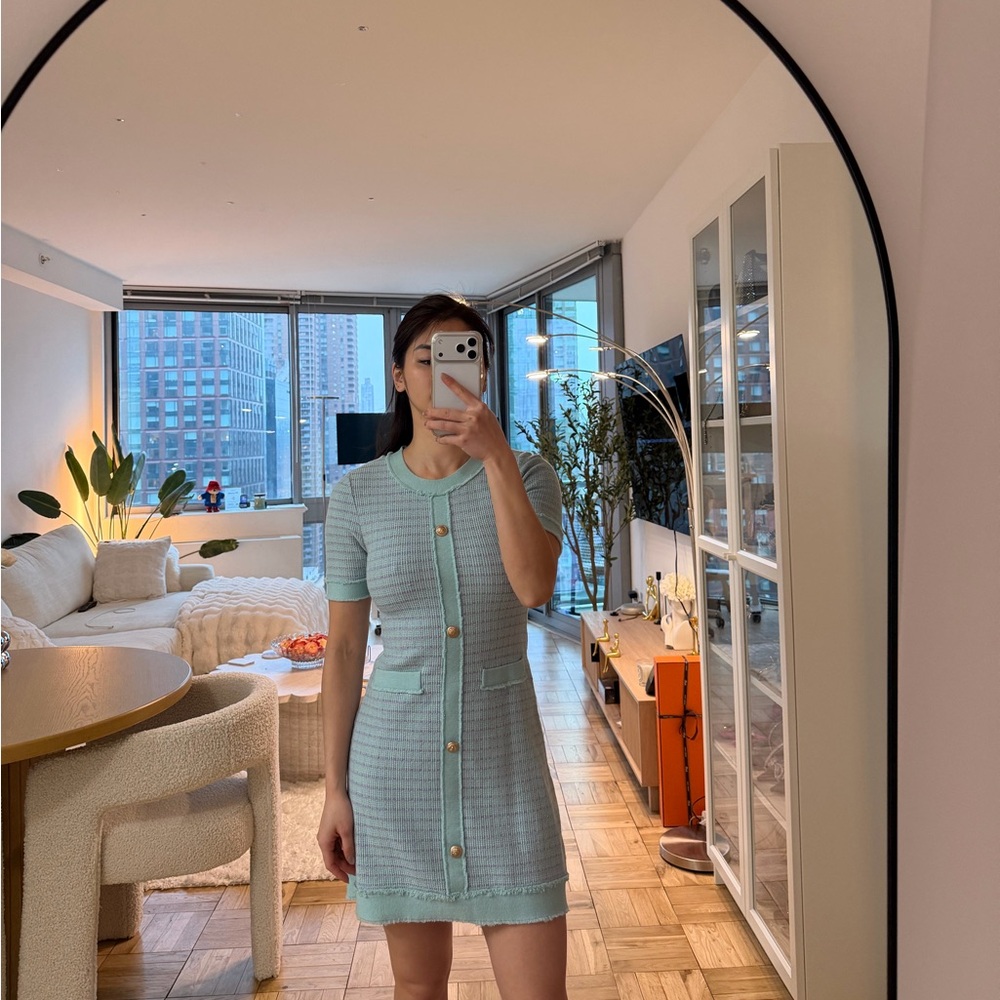 Mint Blue Knit Short Sleeve Dress